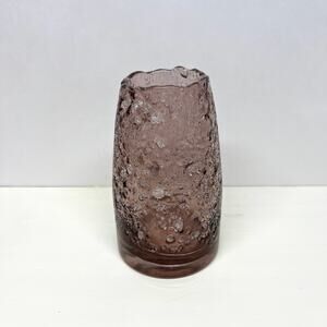 Amethyst Blown Glass Bubble Vase with Encrusted Glass Texture